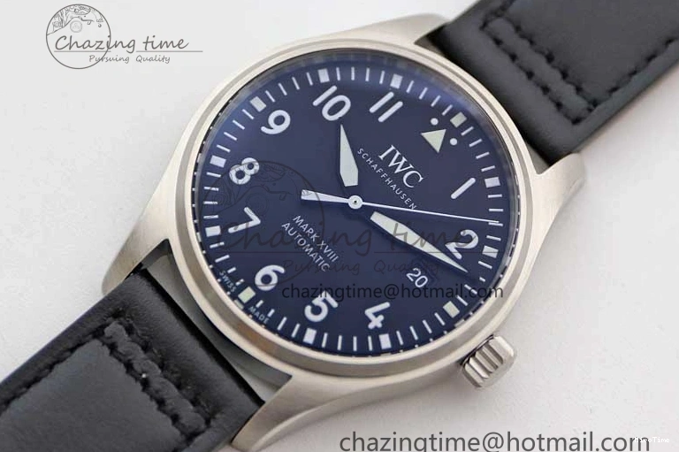 MIROTIME 0421 Vibrant Mark XVIII IW327001 SS M+F 1:1 Best Edition Black Dial on Black Leather Strap A 7055